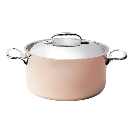 Hrnec INOCUIVRE 28 cm, 8 l, s nerezovými uchy, měď, de Buyer