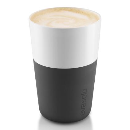 Termohrnky na café latte 360 ml 2 kusy karbonově černé Eva Trio