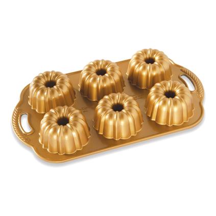 Forma na bábovičky ANNIVERSARY BUNDLETTE BUNDT, na 6 ks, zlatá, Nordic Ware