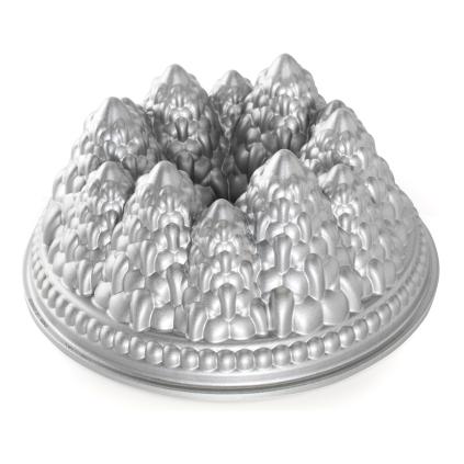Forma na bábovku PINE FOREST BUNDT, stromečky, stříbrná, Nordic Ware