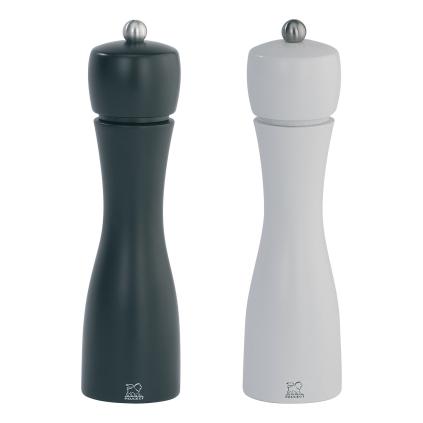 Sada mlýnků na sůl a pepř TAHITI 20 cm, sada 2 ks, černá / bílá, bukové dřevo, Peugeot