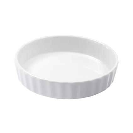 individual round flan dish black porcelain