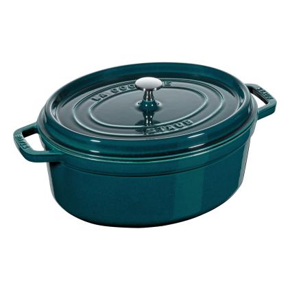Hrnec 37 cm, 8 l, oválný, mořská modř, litina, Staub
