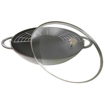 Wok 37 cm, grafitově šedá, litina, Staub