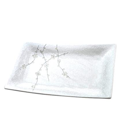 Servírovací talíř WHITE BLOSSOM 33 x 19 cm, obdélník, MIJ