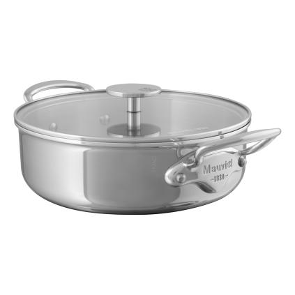 Kastrol 24 cm, 3,2 l, s nerezovými uchy a skleněnou poklicí, nerez, MAUVIEL