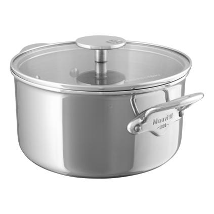 Hrnec 28 cm, 8,8 l, s nerezovými uchy a skleněnou poklicí, nerez, MAUVIEL