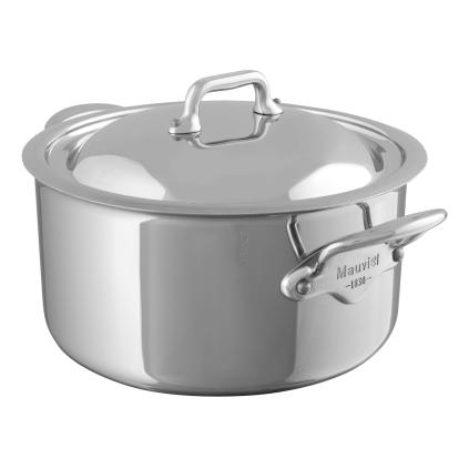 Hrnec 28 cm, 8,8 l, s nerezovými uchy a nerezovou poklicí, nerez, MAUVIEL