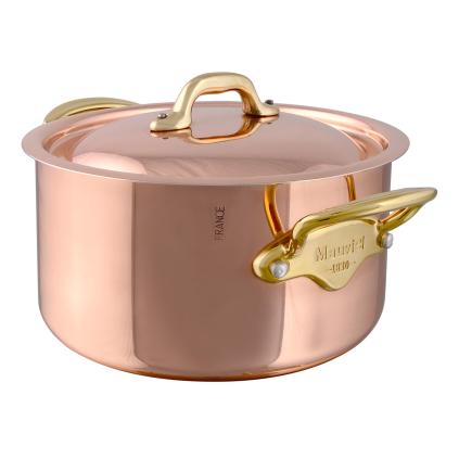 Hrnec 12 cm, 0,9 l, s bronzovými uchy, měď, MAUVIEL