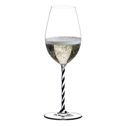 Sklenice Champagne Wine Glass Black and White Twisted Fatto a Mano Riedel