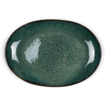 173147 ovalna servirovaci misa bitz cerna zelena 36x25 cm