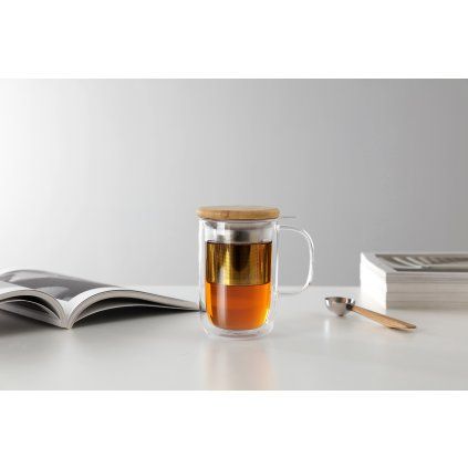 Hrnek na čaj s infuzérem BALANCE 500 ml, dvojstěnný, sklo, Viva Scandinavia