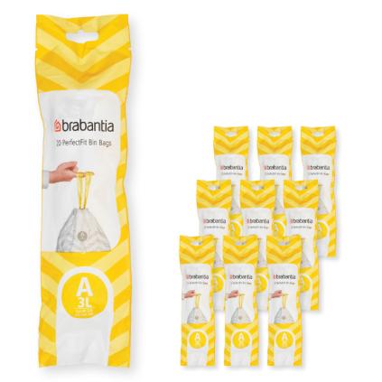 PerfectFit Bags, Code A, 3L, 200 Bags White 8710755137648 Brabantia 300dpi 4167x4167px 6 NR 25884