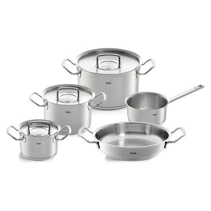Sada hrnců ORIGINAL-PROFI COLLECTION, s rendlíkem a servírovací pánví, sada 5 ks, nerez, Fissler