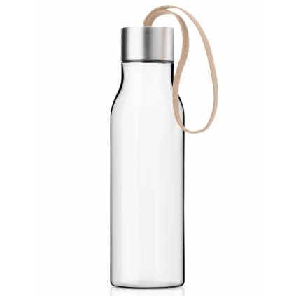 Lahev na pití s béžovým řemínkem Eva Trio 0,5 l čirá