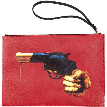 Taštička TOILETPAPER REVOLVER 28 x 20 cm, s poutkem, červená, Seletti