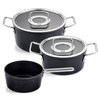 Sada hrnců ADAMANT, skleněné poklice, sada 3 ks, nepřilnavý povrch, Fissler