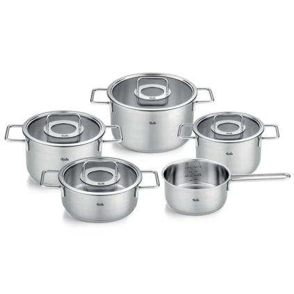 Sada hrnců PURE, skleněné poklice, sada 5 ks, nerez, Fissler
