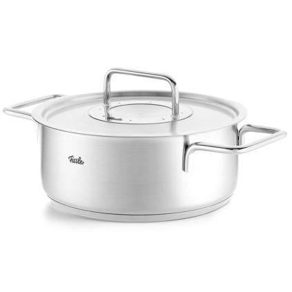 Kastrol PURE 24 cm, 3,9 l, s nerezovou poklicí, nerez, Fissler