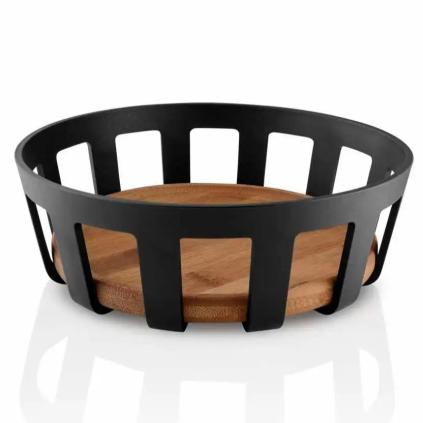 Košík na pečivo NORDIC KITCHEN 22 x 7 cm, černá, plast/bambus, Eva Trio