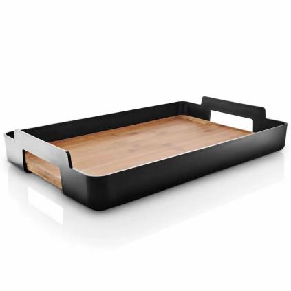 Servírovací tác NORDIC KITCHEN 50 x 35 cm, černá, plast/bambus, Eva Trio