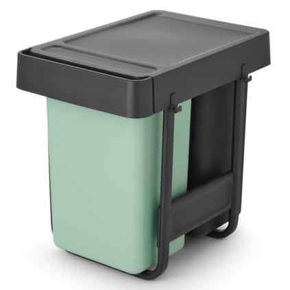 Vestavný odpadkový koš SORT & GO 2x 15 l, tmavě šedá / nefritově zelená, plast, Brabantia