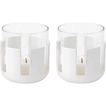 Svícen na čajovou svíčku LUNA 7 cm, jemně bílá, nerezová ocel / sklo , Stelton