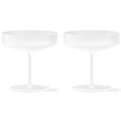 Sklenice na šampaňské RIPPLE 150 ml, sada 2 ks, bílá, ferm LIVING