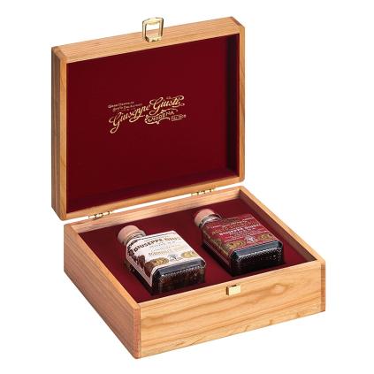 Balzamikový ocet 3 GOLD MEDALS & WHITE CONDIMENT CUBICA 2 x 250 ml, dřevěný box, Giusti