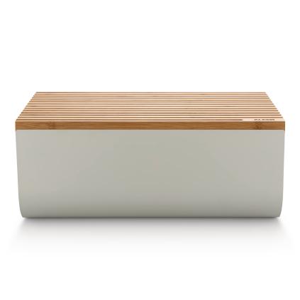 Chlebník s prkénkem MATTINA 34 cm, šedá, ocel / bambus, Alessi