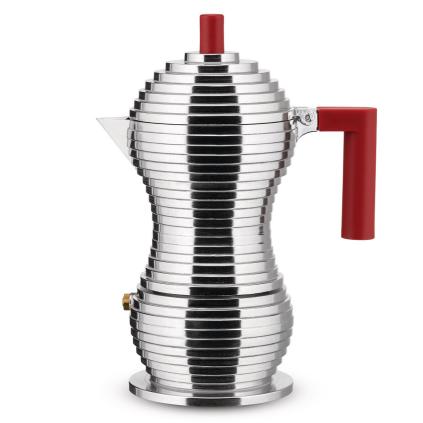 Moka kávovar PULCINA 150 ml, na indukci, červená rukojeť, Alessi