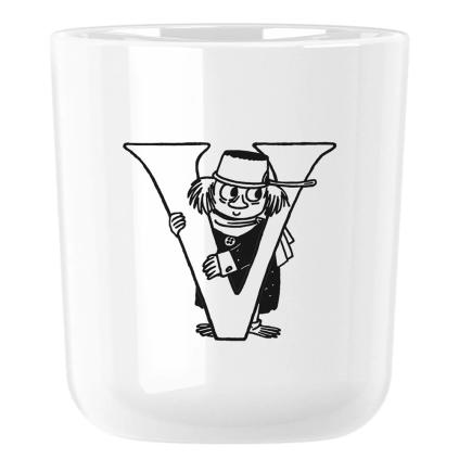 Plastový hrnek MOOMIN ABC 200 ml, písmeno V, bílá, RIG-TIG