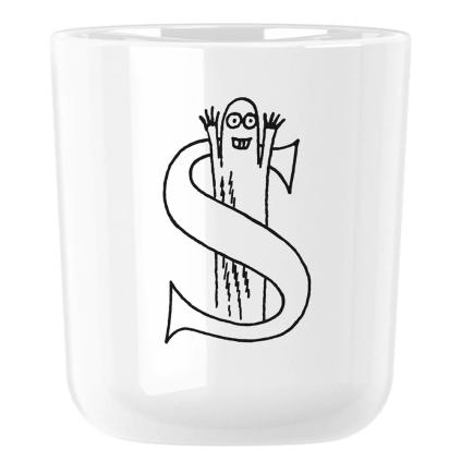Plastový hrnek MOOMIN ABC 200 ml, písmeno S, bílá, RIG-TIG