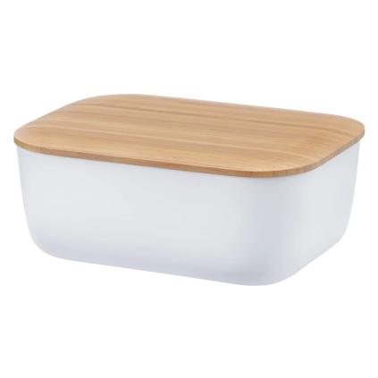 Dóza na máslo BOX-IT 15 cm, bílá, plast / bambus, RIG-TIG