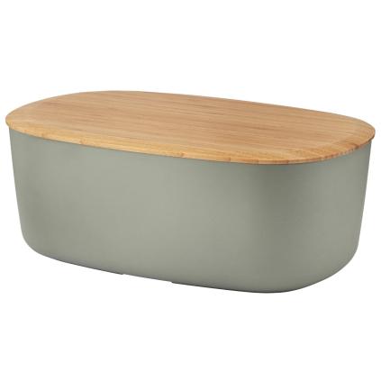 Chlebník BOX-IT 34 cm, teplá šedá, plast / bambus, RIG-TIG