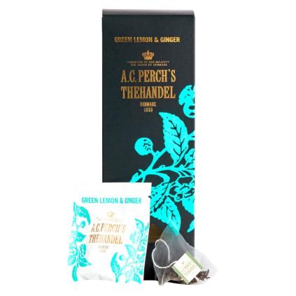 Zelený čaj GREEN LEMON & GINGER, 25 čajových sáčků, A.C. Perch's Thehandel