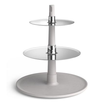 Etažér PATORE 33 cm, stříbrná, nerezová ocel / beton, Zack
