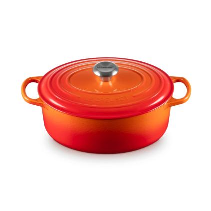 Kastrol SIGNATURE 29 cm, 4,7 l, oválný, FLAME, litina, Le Creuset