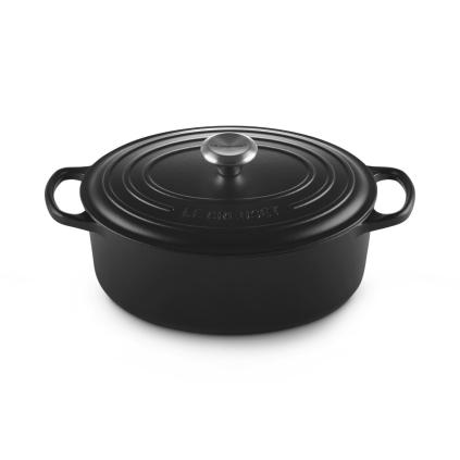 Kastrol SIGNATURE 29 cm, 4,7 l, oválný, SATIN BLACK, litina, Le Creuset