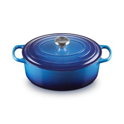 Kastrol SIGNATURE 29 cm, 4,7 l, oválný, AZURE, litina, Le Creuset