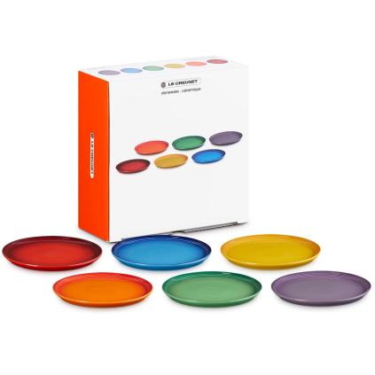 Přílohový talíř COUPE 22 cm, sada 6 ks, RAINBOW, kamenina, Le Creuset