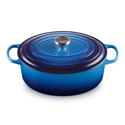 Kastrol SIGNATURE 31 cm, 6,3 l, oválný, AZURE, litina, Le Creuset