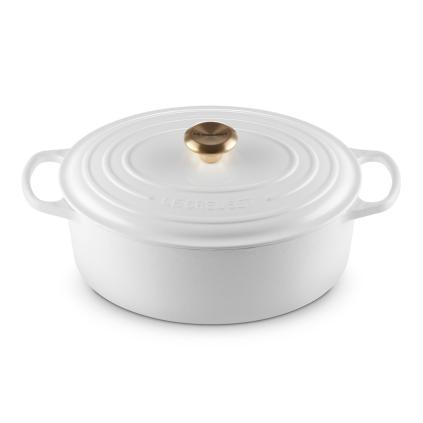 Kastrol SIGNATURE 31 cm, 6,3 l, oválný, WHITE, litina, Le Creuset