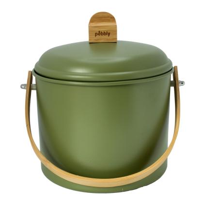 Kompostér NBA313 3,5 l, olivová, ocel / bambus, Pebby