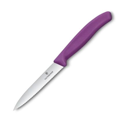 Ořezávací nůž SWISS CLASSIC 10 cm, vroubkovaný, fialová, plast, Victorinox