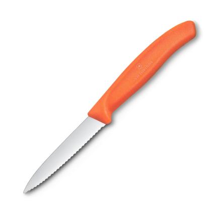 Ořezávací nůž SWISS CLASSIC 8 cm, vroubkovaný, oranžová, plast, Victorinox