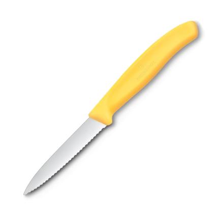 Ořezávací nůž SWISS CLASSIC 8 cm, vroubkovaný, žlutá, plast, Victorinox