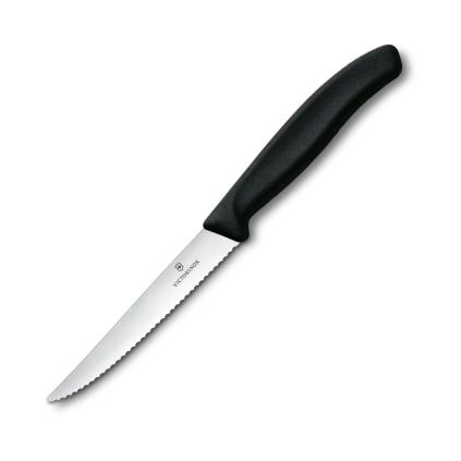 Steakový nůž SWISS CLASSIC 11 cm, vroubkovaný, černá, plast, Victorinox