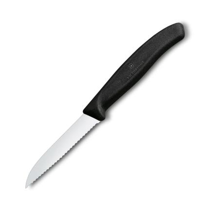 Ořezávací nůž SWISS CLASSIC 8 cm, vroubkovaný, černá, plast, Victorinox