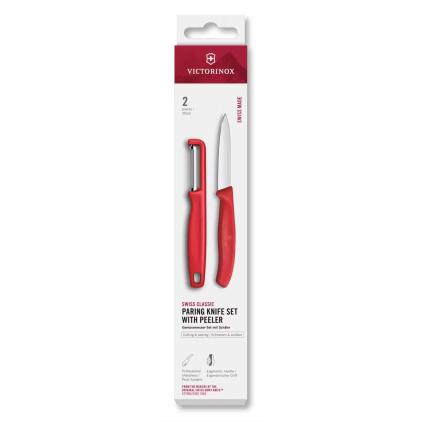 Sada nože a klasické škrabky SWISS CLASSIC, sada 2 ks, červená, plast, Victorinox